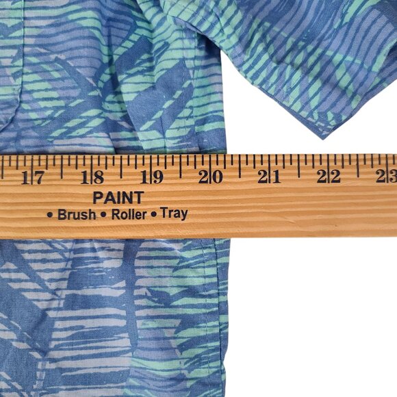 Vineyard Vines Performance Polo Shirt Mens M Tropical Leaves Hawaiian Blue Green - Picture 7 of 8